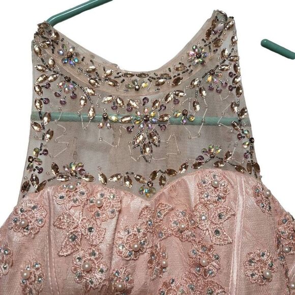 Girls Beaded Long Halter Tulle Dress by Cinderella Couture 5060 size 14 - Picture 4 of 13